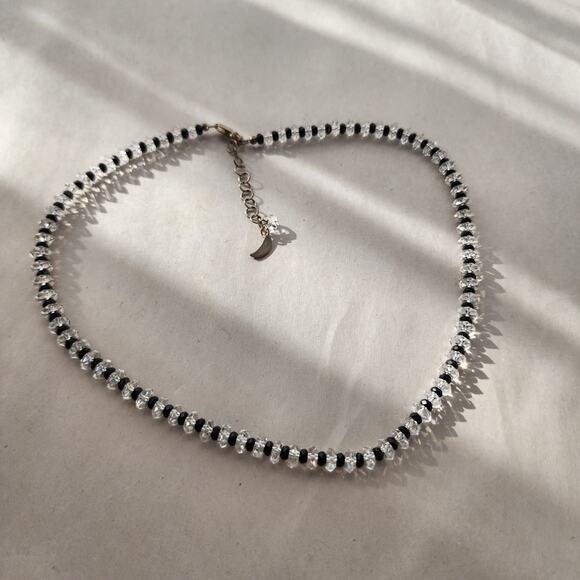 Deb Guyot Sterling Silver Herkimer Diamond Quartz Onyx Choker Necklace 18" - Picture 2 of 12